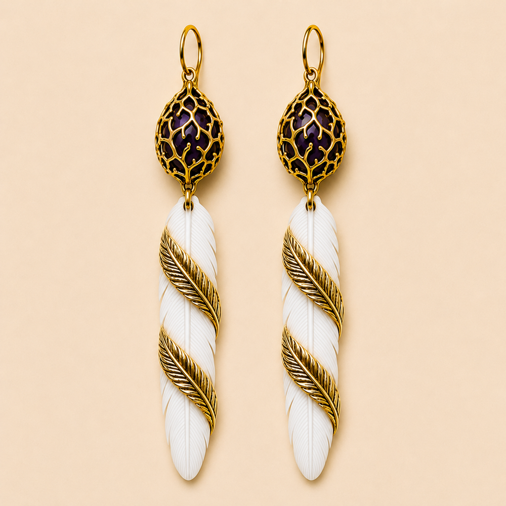 Feather Root Wrap Earrings