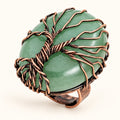 Sacred Roots Tree of Life adjustable green aventurine solo ring