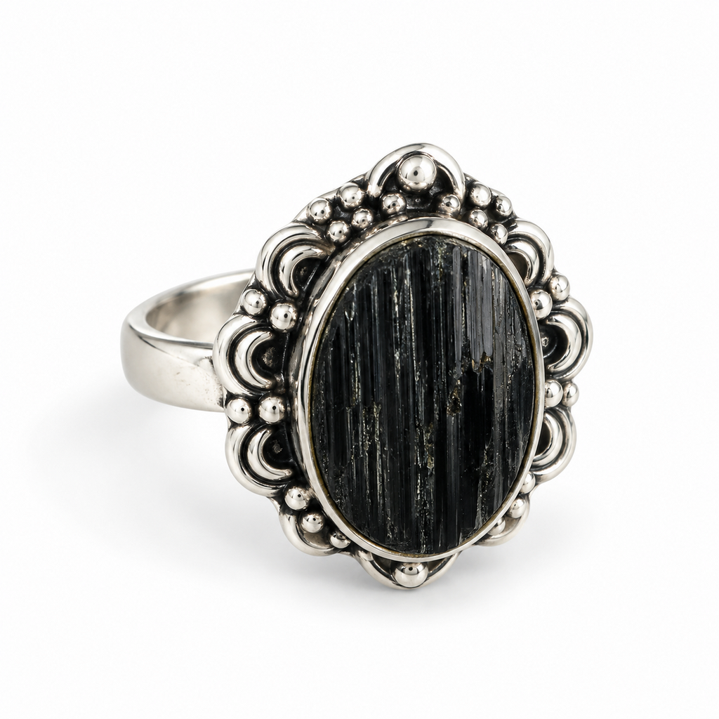 steady shield ring on white background