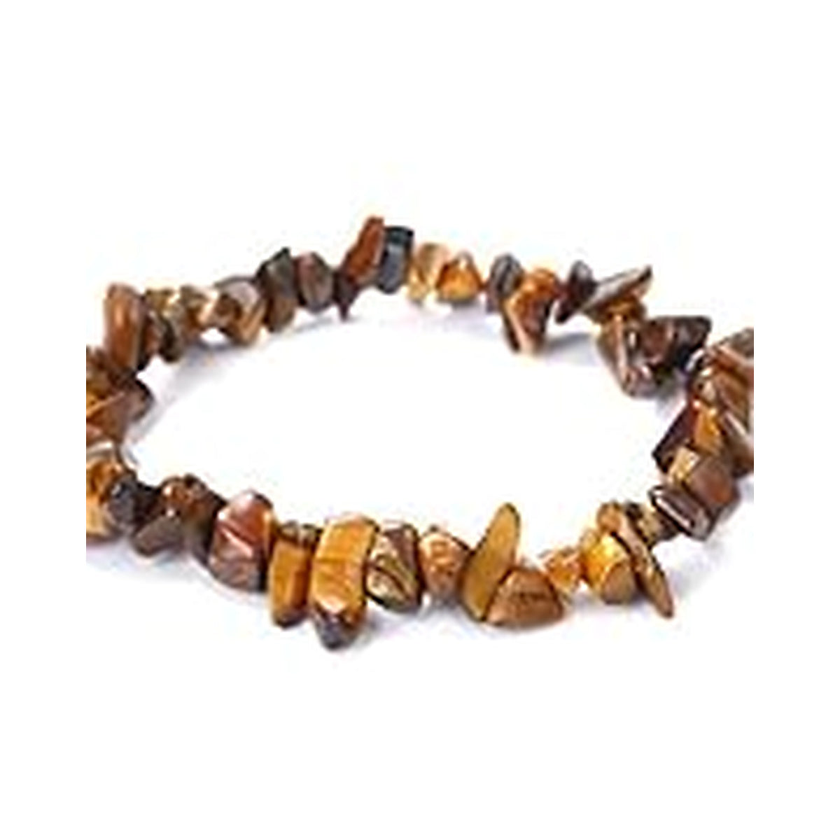 Tiger's Eye irregular stone chip stretch bracelet on a white background