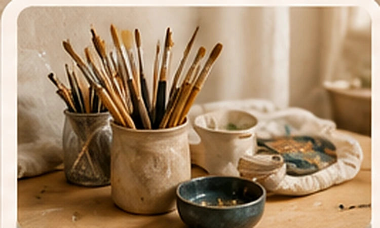 Art supplies representing low-pressure creative learning