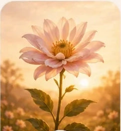 A flower blooming in warm light