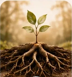 Roots and a small green plant