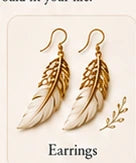 Gold feather earrings