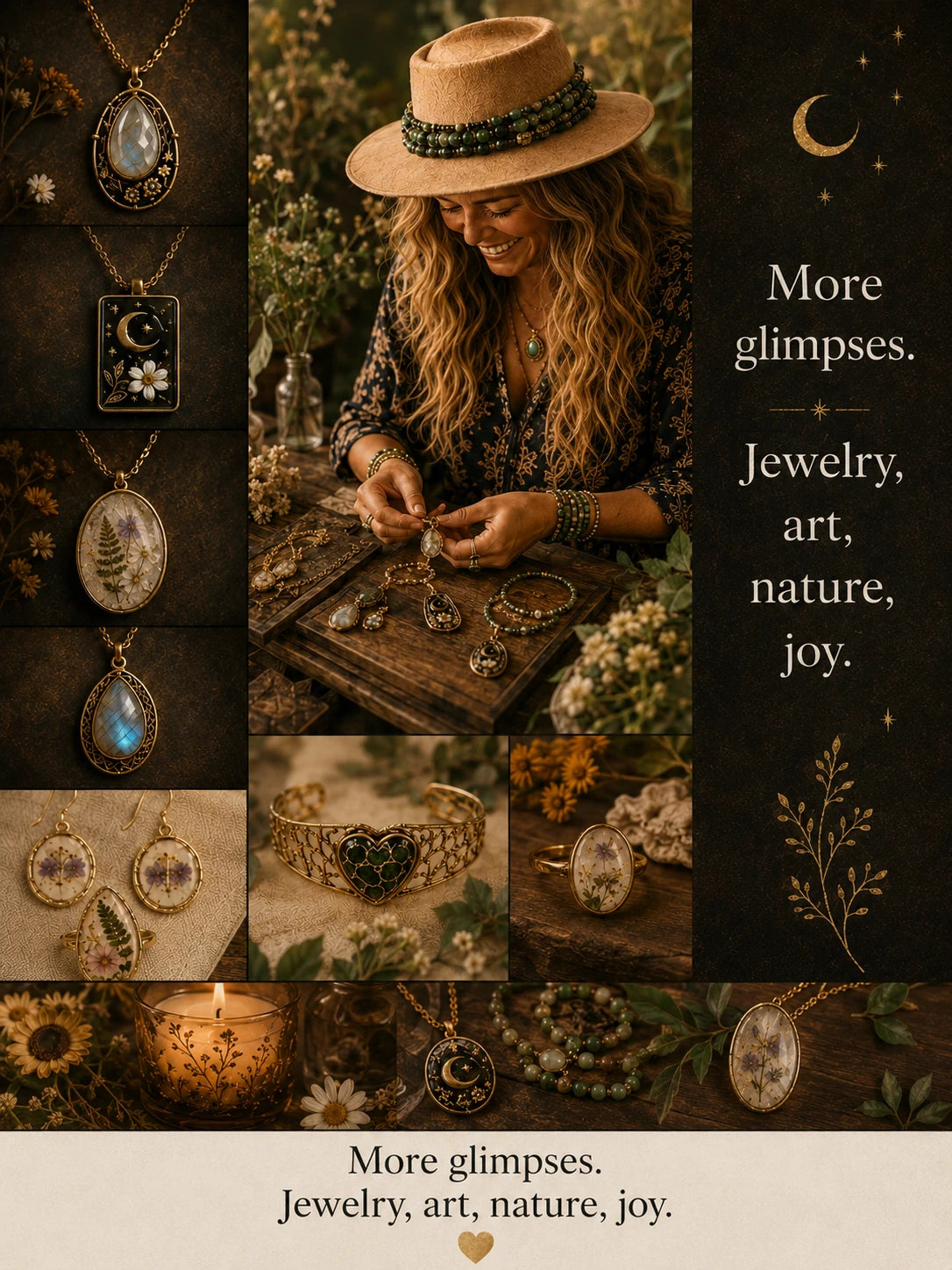 Warm More glimpses collage of jewelry making, jewelry, art, nature and joy